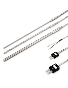 TERMOPAR ENCAMISADO TIPO "J" SIMPLE INCONEL Ø 6X200MM CON RACOR COMPRESION 1/4" NPT SALIDA CABLE FIBRA DE VIDRIO + MALLA METALIC 2