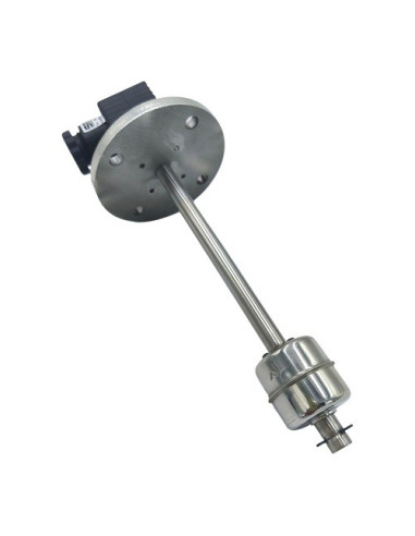 SENSOR DE NIVEL 1 CONTACTO DE MINIMA LONGITUD 500MM CON BRIDA BR68 BOYA MAGNETICA INOX Ø 48MM Y CONECTOR B12
