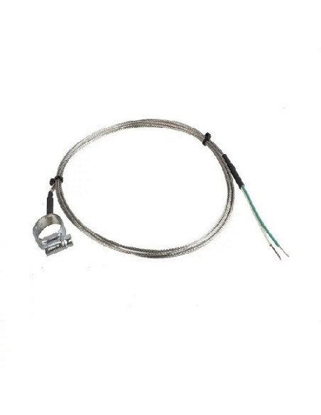 TERMOPAR TIPO "K" ABRAZADERA REGULABLE 100-120 MM SALIDA CABLE FIBRA DE VIDRIO/MALLA METALICA  LONGITUD 3 METROS RANGO -50+800ºC