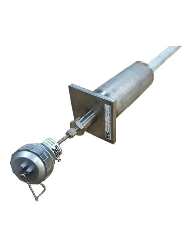 FUNDA FCSN28900 CON SOPORTE INOX Ø 73X200 MM, SOPORTE APOYO 100 X 100 X10MM CON RELLENO DE FIBRA AISLANTE Y  TERMOPAR INCLUIDO R