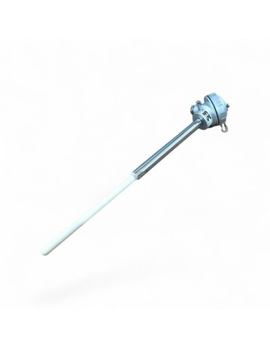 CAÑA PIROMETRICA TIPO "K" SIMPLE LONGITUD 300MM CON TUBO CERAMICO Ø 10X150MM Y SOPORTE METALICO Ø 15X150MM CABEZA KS RANGO -50+1