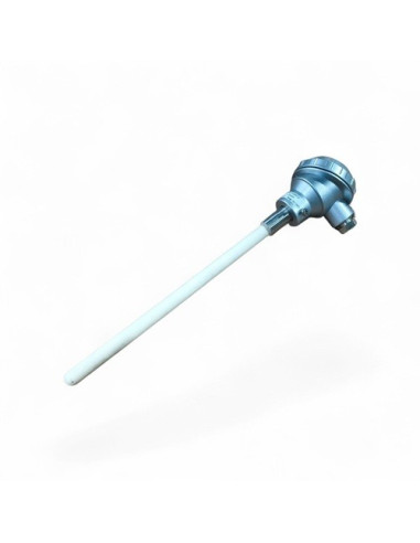 CAÑA PIROMETRICA TIPO "K" Ø 15 X 280 MM  CON CERAMICA Ø 15 X 250 MM Y SOPORTE METALICO Ø 20 X 30 MM. CABEZA KS RANGO -50+1150ºC