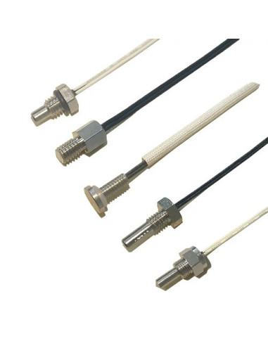 SONDA PT100B TORNILLO M10X16MM SALIDA CABLE SILICONA LONGITUD 1 METRO CON CONECTOR MACHO M12 RANGO -50+250ºC