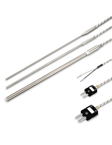TERMOPAR TIPO "J" Ø 6X150 MM CON BAYONETA B1 SALIDA CABLE FIBRA DE VIDRIO + MALLA METALICA LONGITUD 1 METRO RANGO -50+400ºC