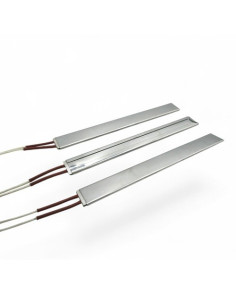 RESISTENCIA CHAPA PLANA INOX 200X24X4 MM 200W 230 VAC SALIDA CABLE SILICONA LONGITUD 500 MM +TOMA DE TIERRA