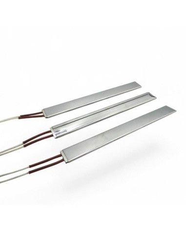 RESISTENCIA CHAPA PLANA INOX 200X24X4 MM 200W 230 VAC SALIDA CABLE SILICONA LONGITUD 500 MM +TOMA DE TIERRA
