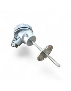 SONDA PT100B Ø 6X100MM CON CONEXION CLAMP Ø 50,5 MM A 45 MM CABEZA KD CON CONVERTIDOR 4-20 MA RANGO 0+150ºC