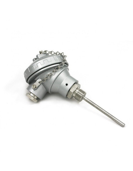 SONDA PT100B Ø 8 X 210 MM ROSCA G1/2" CABEZA KNC CON CONVERTIDOR 4-20 mA RANGO 0+150ºC
