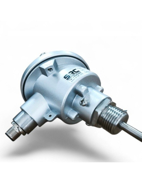 SONDA PT100B Ø 6X277 MM ROSCA G1/2” CABEZA KD CON CONVERTIDOR 4-20mA RANGO 0+120ºC SALIDA CONEXION CONECTOR M12 4 POLOS