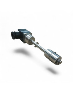 SENSOR DE NIVEL INOXIDABLE LONGITUD 135 MM  MÍNIMO 130 MM MÁXIMO 110 MM ROSCA G3/4" CON BOYA Ø 20 MM CON CONECTOR DIN CONEXION 1 2