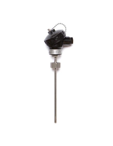 SONDA PT100B Ø 8X400X100MM ACODADA CABEZA KBS CONEXION 3 HILOS INMERSION RANGO -50+150ºC