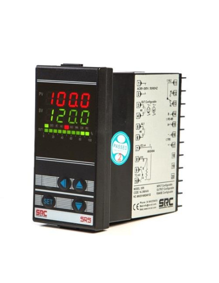 REGULADOR DE TEMPERATURA 48 X 96 MM SALIDA RELE + 1 ALARMA RELE CON TRANSMISION 4-20 MA ENTRADA CONFIGURABLE  ALIMENTACION 100 A
