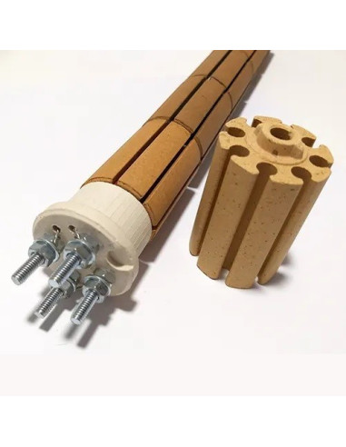 RESISTENCIAS CANDELA CERAMICA TRIFASICAS Ø 52 X 500 MM 9000W 230/400VAC CON FUNDA ACERO INOXIDABLE AISI316 Y ROSCA G2-1/2” EN AI