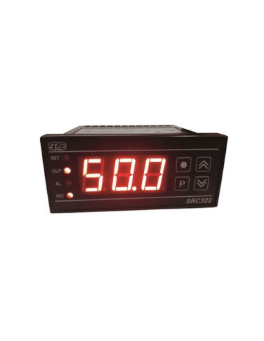 INDICADOR DIGITAL PROGRAMABLE SRC 72X36MM ENTRADA AJUSTABLE ( K,J, PT100, 4-20mA, NTC) DISPLAY 3 DÍGITOS SALIDA MANDO RELE + 1 A