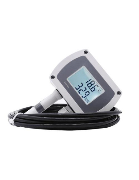 SENSOR DE HUMEDAD 0-100% HR Y TEMPERATURA -40+100ºC AJUSTABLE SALIDA 4-20mA  MONTAJE EN CONDUCTO LONGITUD 200 MM Y DISPLAY DIGITAL IP65