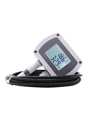 SENSOR DE HUMEDAD 0-100% HR Y TEMPERATURA -40+100ºC AJUSTABLE SALIDA MODBUS RS485 MONTAJE EN PARED Y DISPLAY DIGITAL IP65
