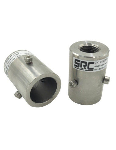 SOPORTE METALICO ACERO INOXIDABLE PARA FUNDAS FCSN Y TPT CON TORNILLOS DE SUJECCION TUBO METALICO LONGITUD 160 MM ROSCA  G1/2"  