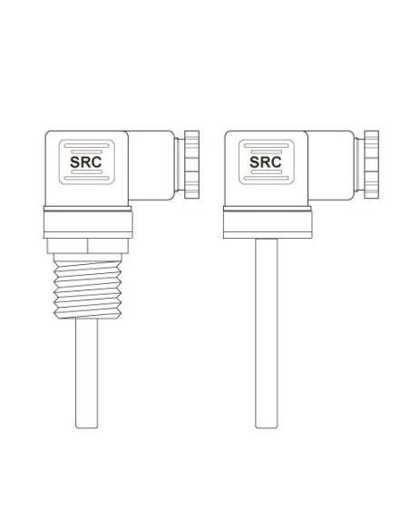 SONDA PT100B CONECTOR DIN Ø 4 X 200 MM R 1/2" GAS CONEXION 3 HILOS