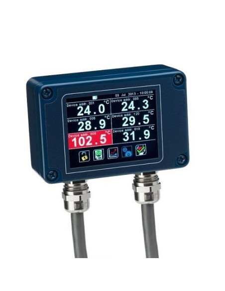 Pantalla táctil  6 canales para sensor Pyominibus, Pyromini o Pyrobus. RS485 Modbus Master and Slave Interfaces