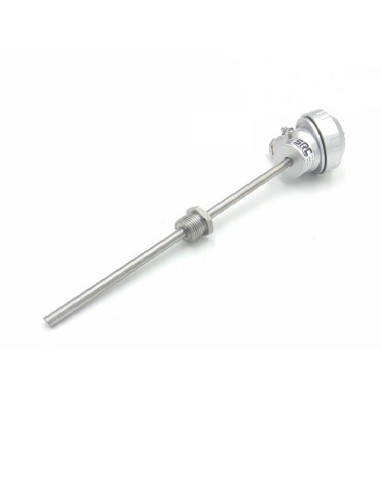 SONDA PT100B Ø 6X200MM ROSCA G1/4" A 140MM CABEZA KS CONEXION 3 HILOS RANGO -50+250ºC