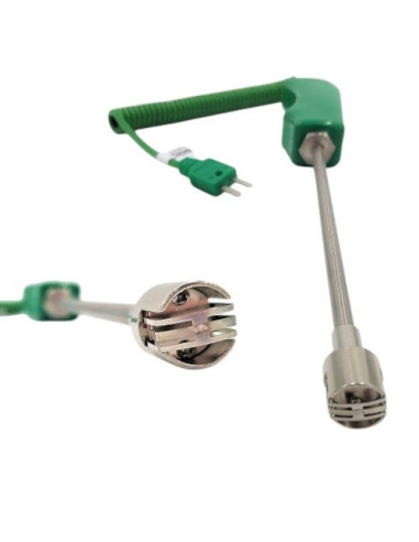 SONDA PORTATIL DE CONTACTO TIPO "K" ACODADA LONGITUD 30 X 200 MM. CON MANGO  MSP SALIDA CABLE ESPIRAL LONGITUD 1 METRO CON CONEC