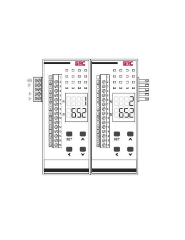 REGULADOR DE TEMPERATURA RAIL DIN 4 ENTRADAS TC , 4 SALIDAS RELE, ALIMENTACION 24V CON COMUNICACION MODBUS RS485