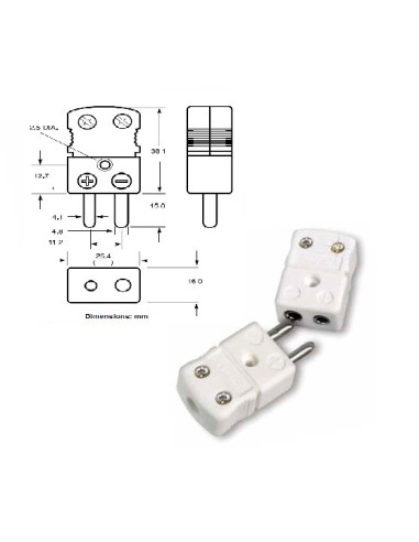 CONECTOR CERAMICO MACHO ESTANDAR PT100 ALTA TEMPERATURA (650ºC)