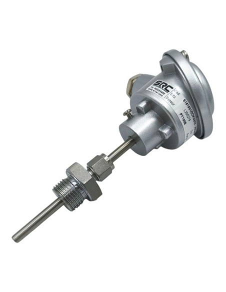 SONDA PT100B Ø 4X200MM CON RACOR COMPRESION ROSCA G1/2" CABEZA KS CONEXION 3 HILOS RANGO -50+200ºC