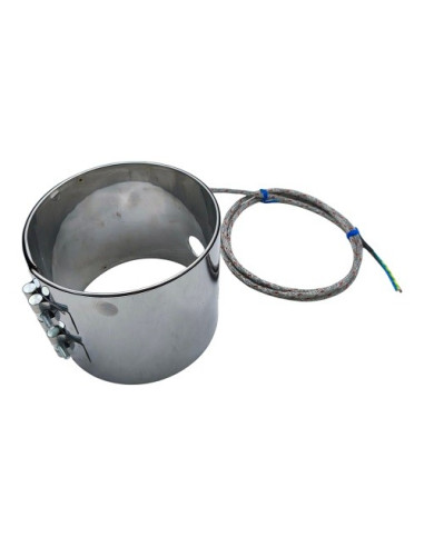 RESISTENCIA ABRAZADERA INOXIDABLE Ø 180X74MM 1500W 230VAC SALIDA CABLE RADIAL FIBRA/MALLA LONGITUD 1 METRO