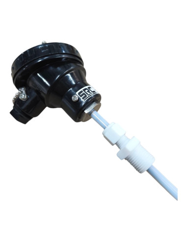 SONDA PT100B Ø 8X1200MM TEFLONADA CON RACOR COMPRESION DE TEFLON G1/2" CABEZA KB CONEXION 3 HILOS RANGO -50+250ºC