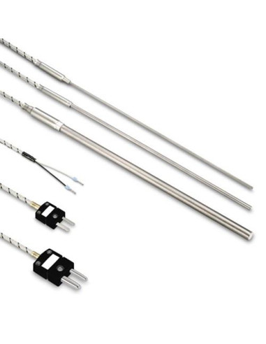 TERMOPAR TIPO "J" Ø 5X25MM SALIDA LINEA CABLE FIBRA DE VIDRIO + MALLA METALICA LONGITUD 500 MM RANGO -50+400ºC