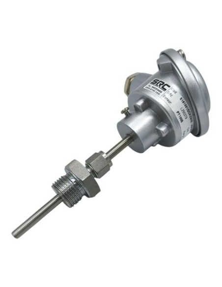 SONDA PT100B Ø 8X150MM CON RACOR TEFLON G1/2" DESLIZANTE CABEZA KS CONEXION 3 HILOS RANGO -50+250ºC