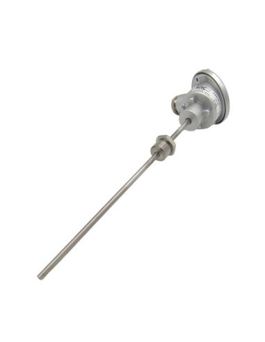 SONDA PT100B Ø 6X400MM ROSCA G1/2 A 350MM CABEZA KD CON CONVERTIDOR MODBUS RS485 RANGO 0+400ºC