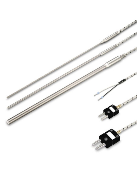 TERMOPAR TIPO "J" Ø 6X50MM SALIDA CABLE SILICONA LONGITUD 2 METROS RANGO -50+200ºC CON CONECTOR MINI MACHO