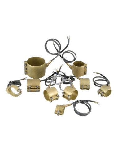 RESISTENCIA ABRAZADERA LATON Ø 40X35MM 220W 240VAC SALIDA CABLE LONGITUD 500MM 