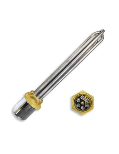 RESISTENCIA HORQUILLA TRIFASICA ROSCA G1-1/2” INOXIDABLE 316L (ROSCA Y RESISTENCIA) LONGITUD 250MM 2000W 230/400VAC CON CAJA PRO